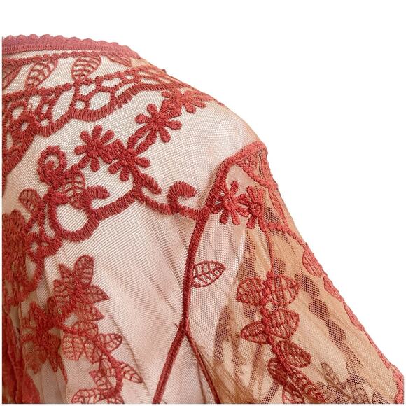 Shyanne Embroidered Cardigan Womens O/S Brown Resort Beachy Coastal Boho Western - Picture 7 of 14